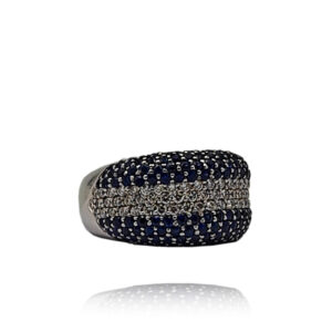 ANEL EM OURO COM DIAMANTES E SAFIRAS