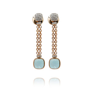 POMELATTO -  BRINCOS EM OURO COM DIAMANTES E TOPÁZIOS