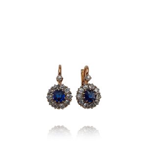 BRINCOS EM OURO COM DIAMANTES E SAFIRAS